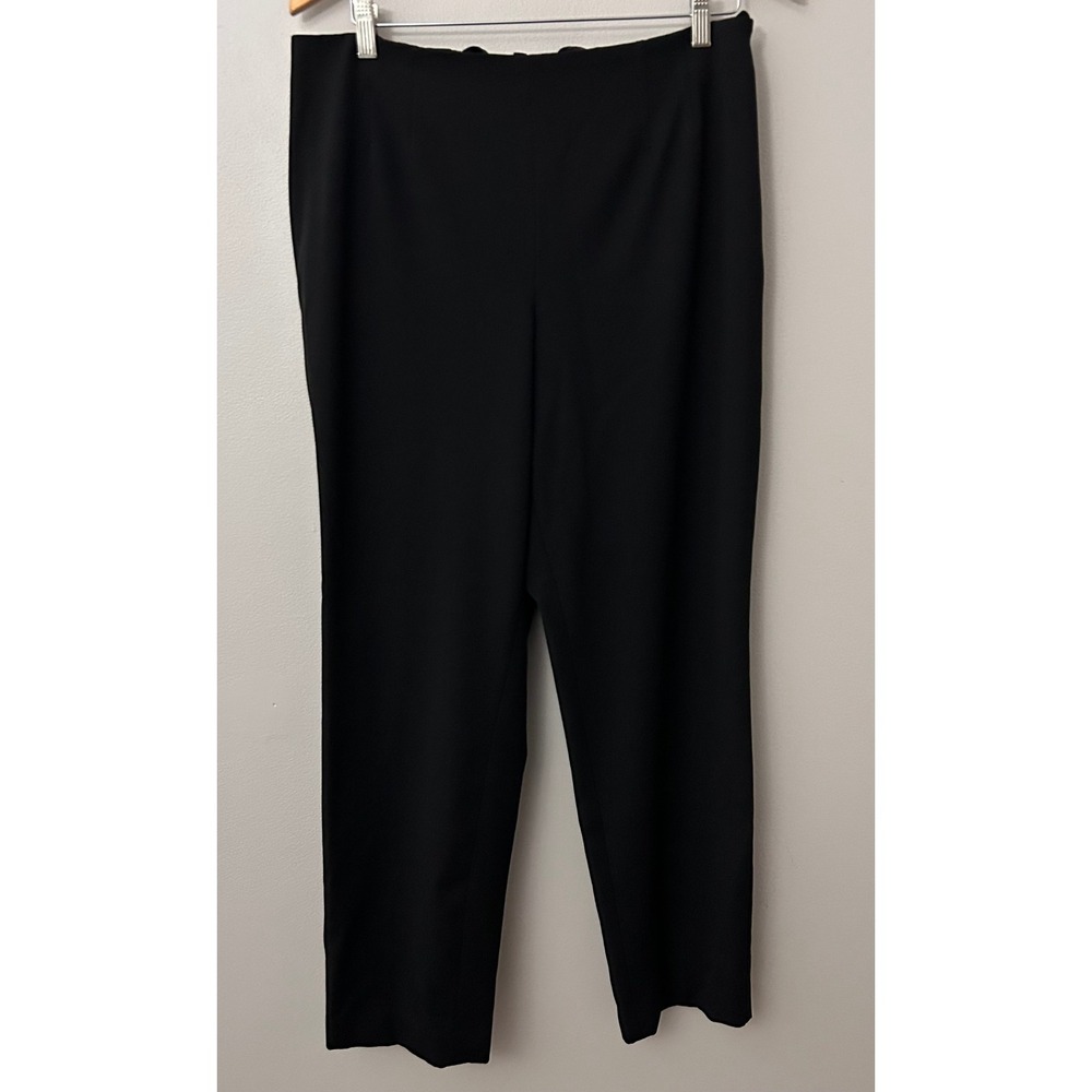 Talbots Womens 14 Curvy Fit Black Elastic Waist Straight Leg Dress Pants Classic